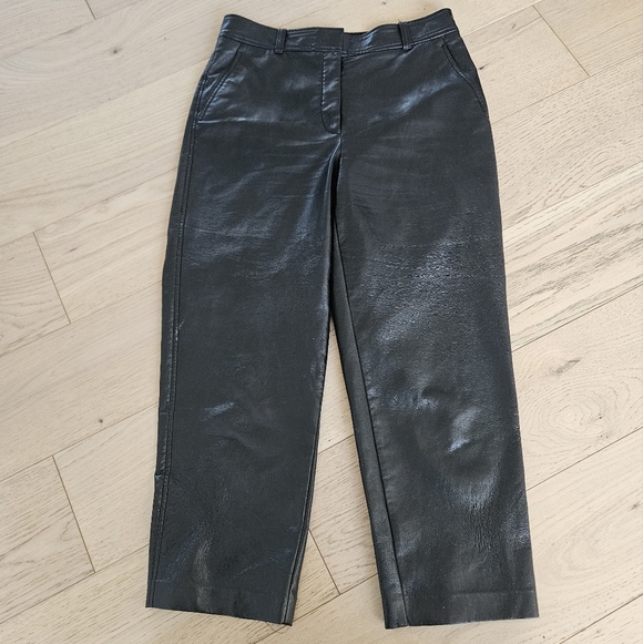 Babaton Midnight Black Faux Leather Cropped Pants - Picture 3 of 5